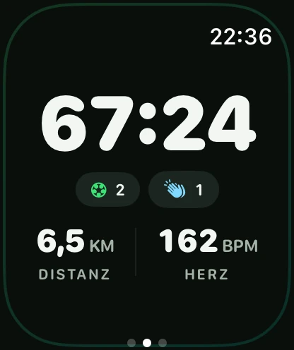 FullPitch zeichnet ein Spiel auf der Apple Watch auf, mit Spielzeit, Distanz und Puls