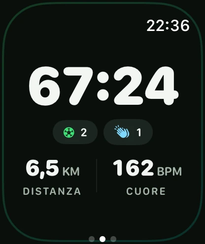 FullPitch registra una partita su Apple Watch con tempo, distanza e battito